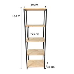Estante Torre Industrial de Ferro Slim 6 Prateleiras Carvalho e Branco - 5