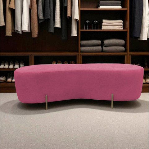 Puff Decorativo Orgânico Alana Veludo Rosa