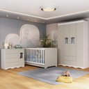 Ver imagem 2 de Quarto de Bebê Completo C/ Berço Americano 3 em 1 Colchão Doçura Multimóveis Mp4662 Branco/off