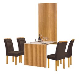 Conjunto Mesa Bella Ripada 120cm com 4 Cadeiras Arizona Tampo Bella com Vidro - 15