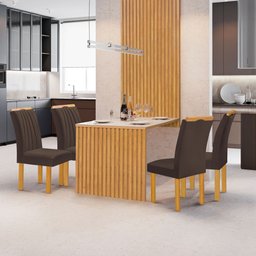 Conjunto Mesa Bella Ripada 120cm com 4 Cadeiras Arizona Tampo Bella com Vidro - 1