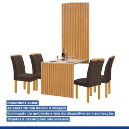 Conjunto Mesa Bella Ripada 120cm com 4 Cadeiras Arizona Tampo Bella com Vidro - 16