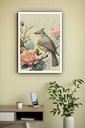 Ver imagem 2 de Quadro Decorativo Pássaro Flores Rosa Vintage - 70x50cm:moldura Preta