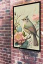 Ver imagem 1 de Quadro Decorativo Pássaro Flores Rosa Vintage - 70x50cm:moldura Preta