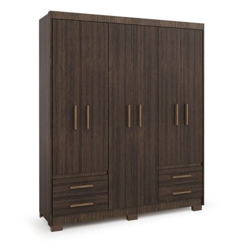 Guarda-roupa Casal 6 Portas 4 Gavetas Primacy Capuccino Wood