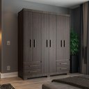 Ver imagem 3 de Guarda-roupa Casal 6 Portas 4 Gavetas Primacy Capuccino Wood