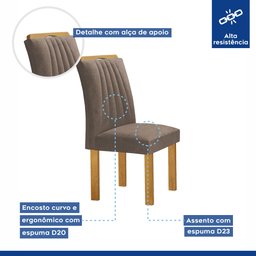 Conjunto Mesa Bella Ripada 120cm com 4 Cadeiras Arizona Tampo Bella com Vidro - 7