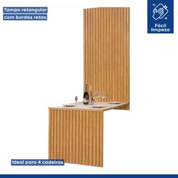 Conjunto Mesa Bella Ripada 120cm com 4 Cadeiras Arizona Tampo Bella com Vidro - 4