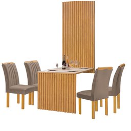 Conjunto Mesa Bella Ripada 120cm com 4 Cadeiras Arizona Tampo Bella com Vidro - 15