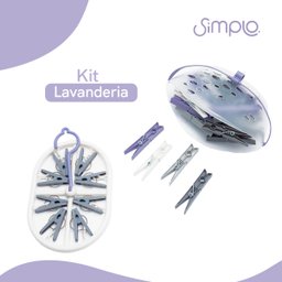 Kit lavanderia com cesto prendedores e mini varal - Simplo - 2