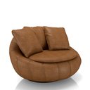 Ver imagem 7 de Kit 2 Poltronas Giratória Sala de Estar com Almofadas Afrodite Caramelo Manchado Pu G45 - Gran Belo