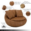 Ver imagem 3 de Kit 2 Poltronas Giratória Sala de Estar com Almofadas Afrodite Caramelo Manchado Pu G45 - Gran Belo