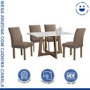 Ver imagem 2 de Conjunto Sala de Jantar Mesa 4 Cadeiras Vidro Arizona Chocolate/Off White/Veludo Bege Escuro