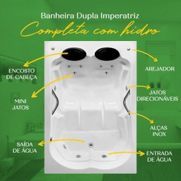 Banheira Dupla Imperatriz Completa com Hidro em Acrílico - 1.70x1.20x0.50 - 220v - 5