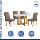 Ver imagem 2 de Conjunto Sala de Jantar Mesa 4 Cadeiras Vidro Arizona Cinamomo/Off White/Veludo Bege Escuro