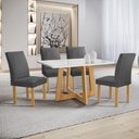 Ver imagem 1 de Conjunto Mesa Arizona 120cm com 4 Cadeiras Canela Tampo Smart Plus com Vidro