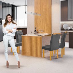 Conjunto Mesa Bella Ripada 120cm com 4 Cadeiras Arizona Tampo Bella com Vidro - 11
