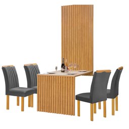 Conjunto Mesa Bella Ripada 120cm com 4 Cadeiras Arizona Tampo Bella com Vidro - 15