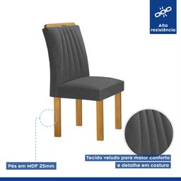Conjunto Mesa Bella Ripada 120cm com 4 Cadeiras Arizona Tampo Bella com Vidro - 8