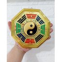 Ver imagem 2 de Quadro Baguá Feng Shui Dourado 17 Cm Yin Yang Talismã