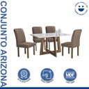 Ver imagem 2 de Conjunto Sala de Jantar Mesa 4 Cadeiras Tampo de Vidro Arizona Chocolate/Off White/Bege