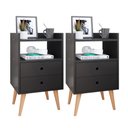 Ver imagem 1 de Jogo 2 Mesa de Cabeceira Kit Mesinha Canto Quarto Lateral Cama 2 Gavetas Organizadoras Retrô Quarto