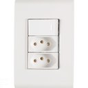 Ver imagem 1 de Conjunto 4x2 com 1 Interruptor Simples 10 a 250 V e 2 Tomadas 2p+t 10 a 250 V Liz Branco