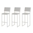 Ver imagem 1 de Kit 3 Banquetas com Encosto Industrial e Moderna Nina Branco e Corino Branco