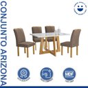 Ver imagem 2 de Conjunto Sala de Jantar Mesa 4 Cadeiras Vidro Arizona Cinamomo/Off White/Veludo Bege Escuro