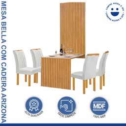Conjunto Mesa Bella Ripada 120cm com 4 Cadeiras Arizona Tampo Bella com Vidro - 2