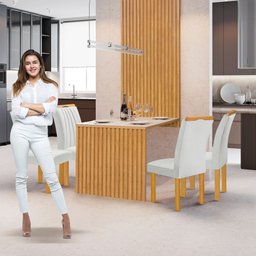 Conjunto Mesa Bella Ripada 120cm com 4 Cadeiras Arizona Tampo Bella com Vidro - 11
