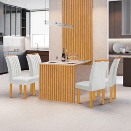 Conjunto Mesa Bella Ripada 120cm com 4 Cadeiras Arizona Tampo Bella com Vidro - 1