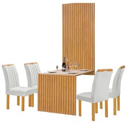 Conjunto Mesa Bella Ripada 120cm com 4 Cadeiras Arizona Tampo Bella com Vidro - 15