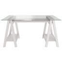 Ver imagem 4 de Mesa Escrivaninha Cristal com Tampo de Vidro Branco - Artany Móveis