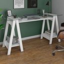 Ver imagem 1 de Mesa Escrivaninha Cristal com Tampo de Vidro Branco - Artany Móveis