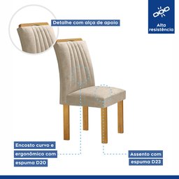 Conjunto Mesa Bella Ripada 120cm com 4 Cadeiras Arizona Tampo Bella com Vidro - 7