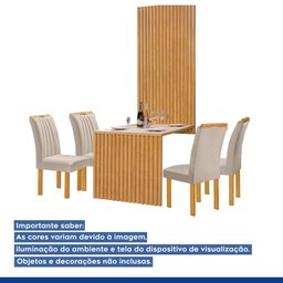 Conjunto Mesa Bella Ripada 120cm com 4 Cadeiras Arizona Tampo Bella com Vidro - 16