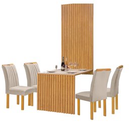 Conjunto Mesa Bella Ripada 120cm com 4 Cadeiras Arizona Tampo Bella com Vidro - 15
