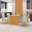 Ver imagem 1 de Conjunto Mesa Bella Ripada 120cm com 4 Cadeiras Arizona Tampo Bella com Vidro