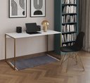Ver imagem 1 de Escrivaninha Industrial Grécia 120x53 Ferro Dourado Tampo Branco