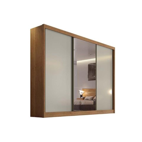 Guarda Roupa Solteiro 3 Portas (1 C/ Espelho) e 6 Gavetas Toulon/sonetto Plus Cumaru/fendi - Novo