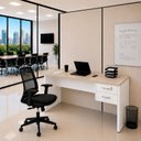 Ver imagem 1 de Conjunto Mesa de Escritório 160x60cm com 2 Gavetas + Cadeira Netflex Ergonômica Premium Reclinável