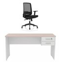 Ver imagem 2 de Conjunto Mesa de Escritório 160x60cm com 2 Gavetas + Cadeira Netflex Ergonômica Premium Reclinável