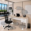 Ver imagem 7 de Conjunto Mesa de Escritório 160x60cm com 2 Gavetas + Cadeira Netflex Ergonômica Premium Reclinável