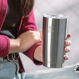 Copo Térmico Aço Inox Prata C/parede Dupla e Tampa 600ml Wolff - 6