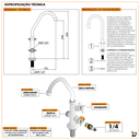Ver imagem 7 de Torneira Pia Cozinha Tanque Mesa Bancada Duas Saídas Mangueira Flexível Preto Metal Luxo