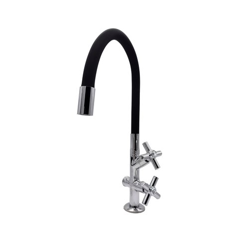 Torneira Pia Cozinha Tanque Mesa Bancada Duas Saídas Mangueira Flexível Preto Metal Luxo