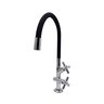 Torneira Pia Cozinha Tanque Mesa Bancada Duas Saídas Mangueira Flexível Preto Metal Luxo - 1