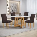 Ver imagem 1 de Conjunto Mesa Arizona 120cm com 4 Cadeiras Canela Tampo Redondo Plus com Vidro