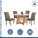 Ver imagem 2 de Conjunto Sala de Jantar Mesa Redonda 4 Cadeiras Vidro Arizona Cinamomo/Off White/Veludo Bege Escuro